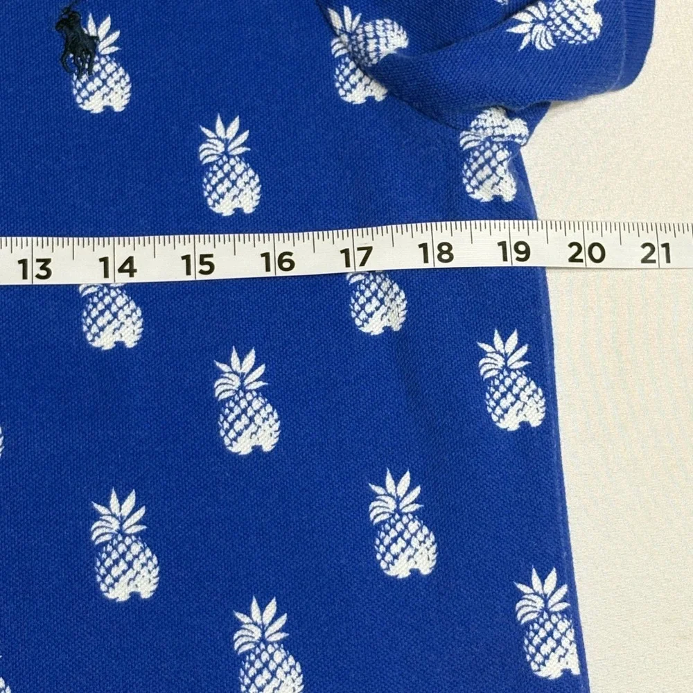 Polo Ralph Lauren Pineapple Polo Shirt Mens Small Blue Classic Fit Tropical Pony